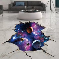 3D Дупка в стена напукана планети небе стикер лепенка за таван под плочки стена самозалепващ, снимка 1 - Други - 35419101