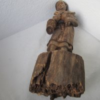 57 см. Момиче с петел Невероятна много стара дървена статуя , снимка 11 - Статуетки - 28940369