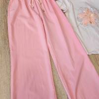 Широк розов панталон, снимка 2 - Комплекти - 44838330