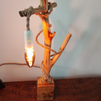 Нощна лампа с конопено въже, снимка 2 - Настолни лампи - 44920290