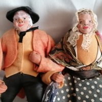 мъж и жена фолк кукли с керамични части и основа Франция, снимка 5 - Колекции - 35479893