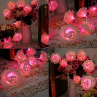 Розови Рози LED светещи за декорация Коледа - елегантен лукс и романтично усещане, снимка 7 - Декорация за дома - 26861934
