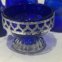 Бутилка за ракия синьо стъкло , снимка 2 - Антикварни и старинни предмети - 44877607