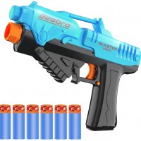 Нов Пистолет пневматична играчка за момчета Игра стрелба 6 пяна куршуми, снимка 1 - Други - 34955595