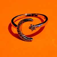 стар красив дамски сребърен пръстен с полумесецът и звездата, турски пръстен, османски пръс, снимка 3 - Пръстени - 36844849