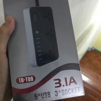 Удължител с 6 USB извода кабел 2м. + Капак за защита от деца , снимка 1 - Друга електроника - 38722454