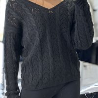 Дамски пуловер, кръстосан отзад с красива шарка, 5цвята - 023, снимка 16 - Блузи с дълъг ръкав и пуловери - 39855780