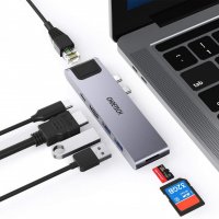 CHOETECH 7-in 2 USB C HUB-M24, 4K HDMI, 1000Mbit LAN, 2xUSB 3.0, Thunderbolt 3, TF/SD четец, снимка 1 - Други - 40202190