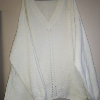 СТРАХОТЕН МЕК ПУЛОВЕР В БЯЛО 3XL-4XL, снимка 2 - Блузи с дълъг ръкав и пуловери - 44014473