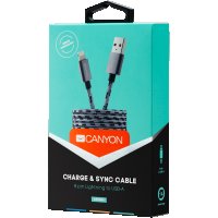 Зареждащ кабел CANYON CFI-3, Lightning USB Cable for Apple, 1М, Сив SS30235, снимка 2 - USB кабели - 40062756