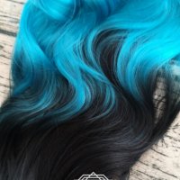 Естествена Луксозна Омбре -Черно и Синьо Цветово Преливане Опашка с Щипка Код С301, снимка 5 - Аксесоари за коса - 26401726