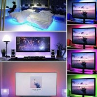 Комплект RGB LED ленти с USB, дължина 5M, дистанционно управление, за телевизор, компютър, кола, дом, снимка 2 - Лед осветление - 43237677