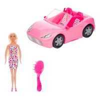 Розова кола кабрио с кукла, снимка 3 - Кукли - 39174875