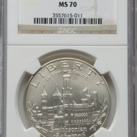 1996-D Smithsonian S$1 - NGC MS 70 - САЩ Сребърна Възпоменателна Монета Долар, снимка 1 - Нумизматика и бонистика - 43773771