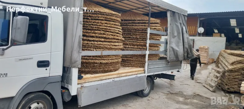 Плетен гръцки чадър кръгъл 215,250,300 см.-гаранция 5г., снимка 1