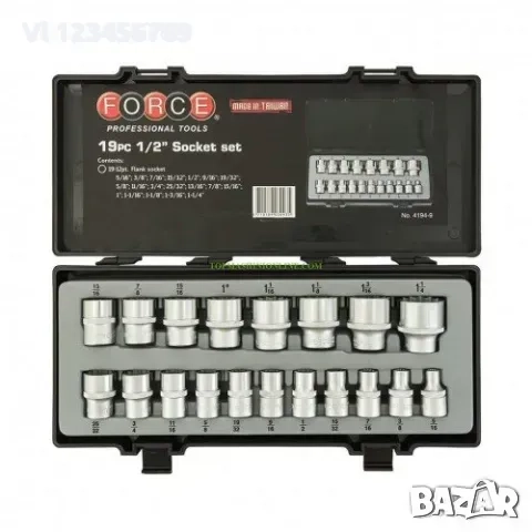Вложки дванадесетостенни инчови Force 1/2", 19 бр, снимка 1