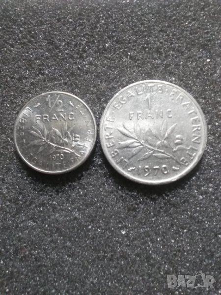 Лот 1/2 и1 франк 1970г., снимка 1