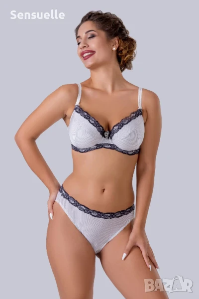 Елегантен повдигащ сутиен в сиво с черна дантела VP001, снимка 1