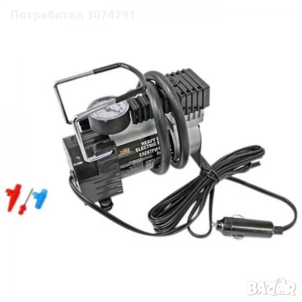 Въздушен Компресор 12V за Автомобилни Гуми 100Psi + Накрайници, снимка 1