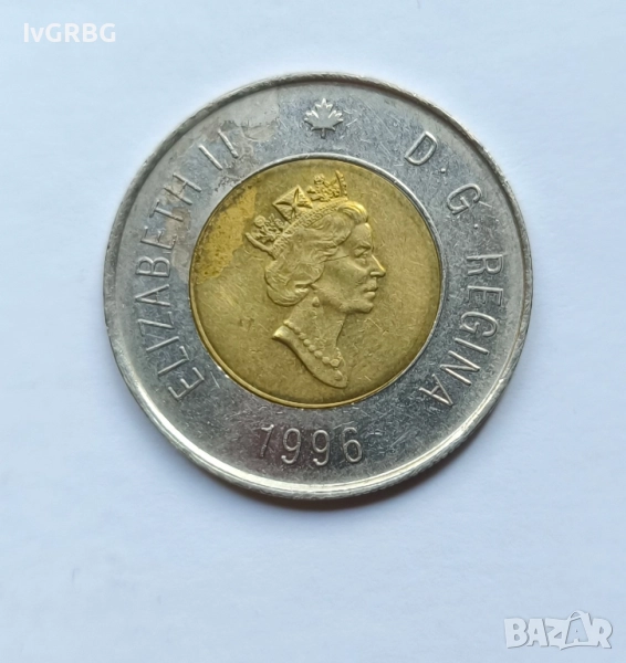 2 долара Канада Канадска монета 2 долара 1996 Канада Кралица Елизабет II, снимка 1