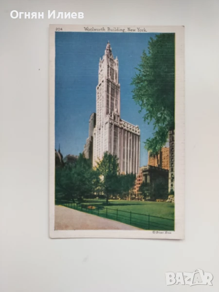 Стара пощенска картичка на ,,Woolworth Building" в Ню Йорк, САЩ, 1936г. , снимка 1