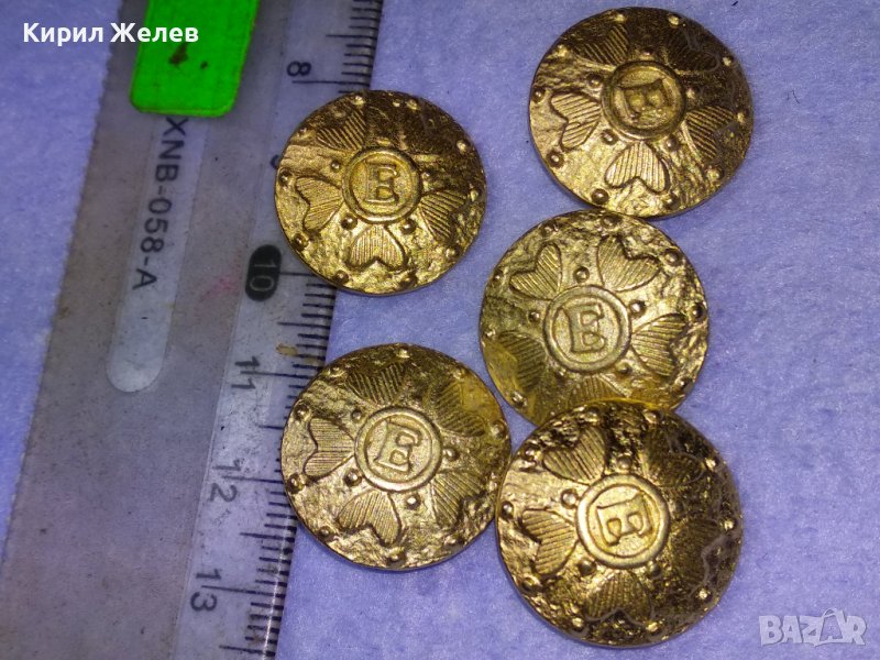 ЛОТ ПЕТ ВИНТИДЖ с ПОЗЛАТА и БУКВА - Е - КРАСИВИ МЕТАЛНИ КОПЧЕТА За КОЛЕКЦИЯ ДЕКОР А971, снимка 1