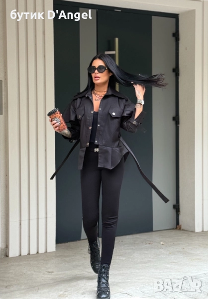 AVIN Тренч в черно с екстравагантна кройка, снимка 1