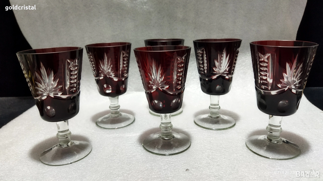 кристални чаши цветен червен кристал , снимка 1