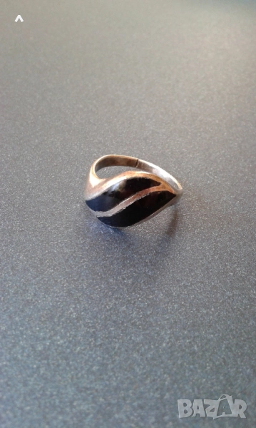 Сребърен пръстен с оникс, снимка 1