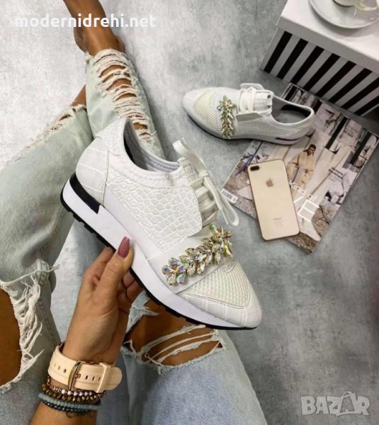 Дамски спортни обувки с камъни Balenciaga бяло, снимка 1