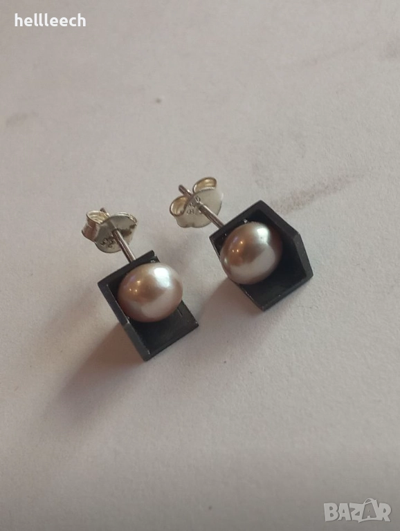 Сребърни обеци с перла, снимка 1