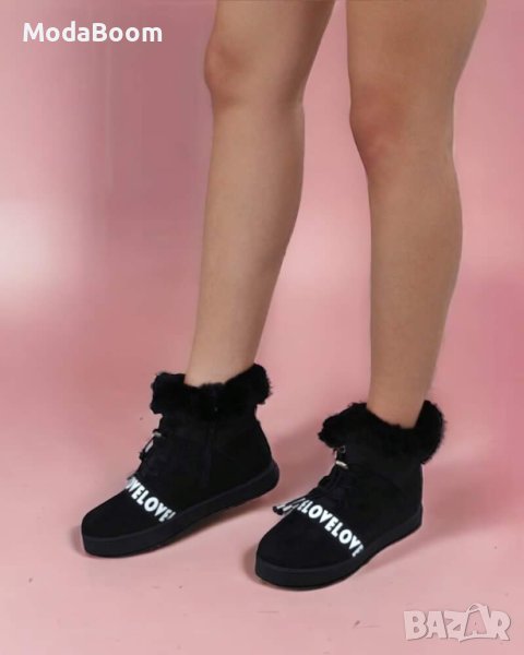 🖤Равни дамски черни боти велур и пух🖤, снимка 1