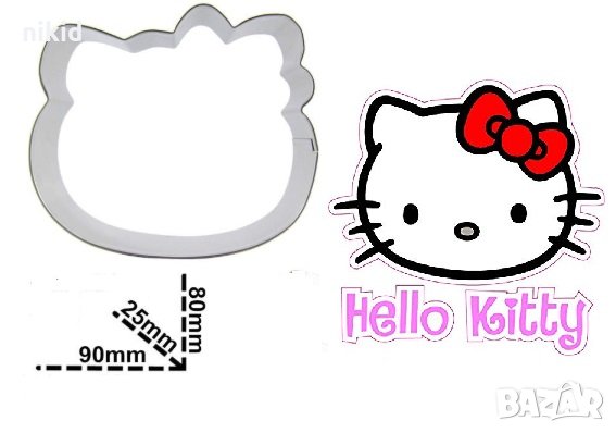 Hello Kitty Коте Кити Голяма глава метална форма резец за сладки бисквитки  фондан , снимка 1