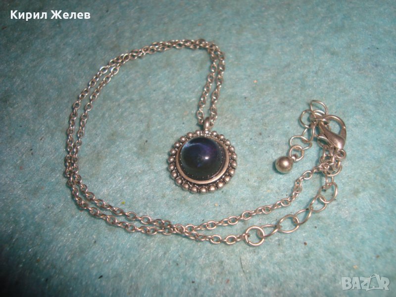 СРЕБРИСТ АРТ МЕДАЛЬОН с ЦВЕТНО СТЪКЛО 67021, снимка 1