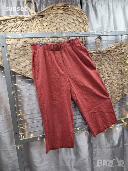 ЛЕНЕН панталон керемиден цвят- L, снимка 1