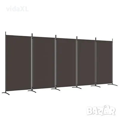 vidaXL Параван за стая, 5 панела, кафяв, 433x180 см, плат(SKU:350267), снимка 1