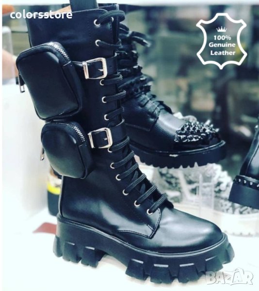 Равни ботуши - черна ЕСТЕСТВЕНА кожа - B0913EK, снимка 1