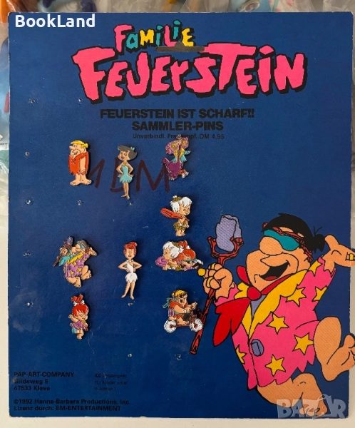 Винтидж колекционерски значки на семейство Флинтстоун от 1992 г, снимка 1