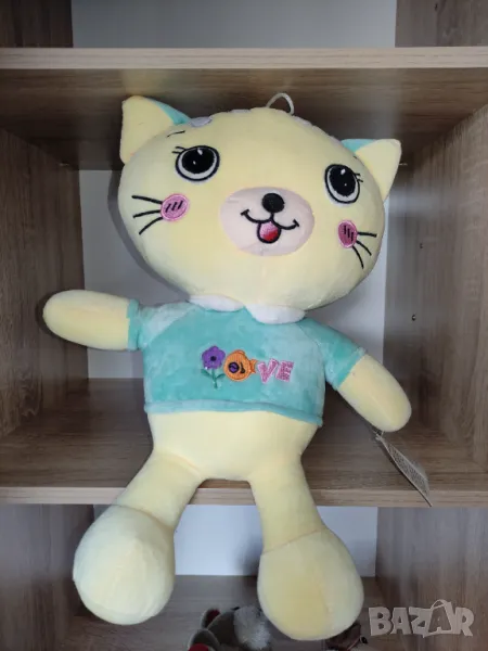 Плюшена играчка, Коте, Ново, С етикет, Жълт, 47 см, снимка 1