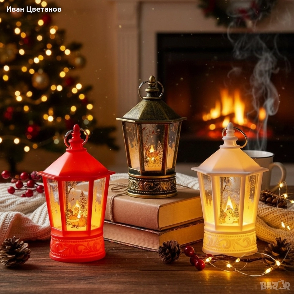 Коледен декоративен LED фенер – топла светлина и уют за празничния дом, снимка 1