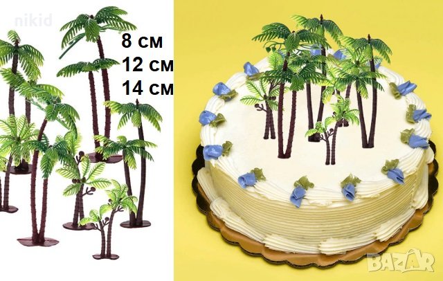 Изкуствена декоративна палма палми пластмасов топер украса за торта парти и др., снимка 1