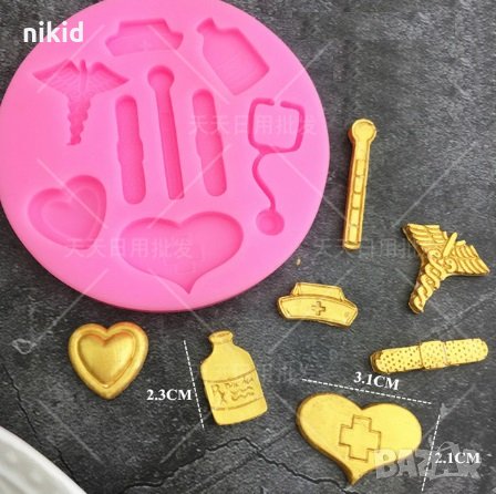 Медицински лекарски медицина аксесоари силиконов молд форма за украса торта с фондан шоколад , снимка 1