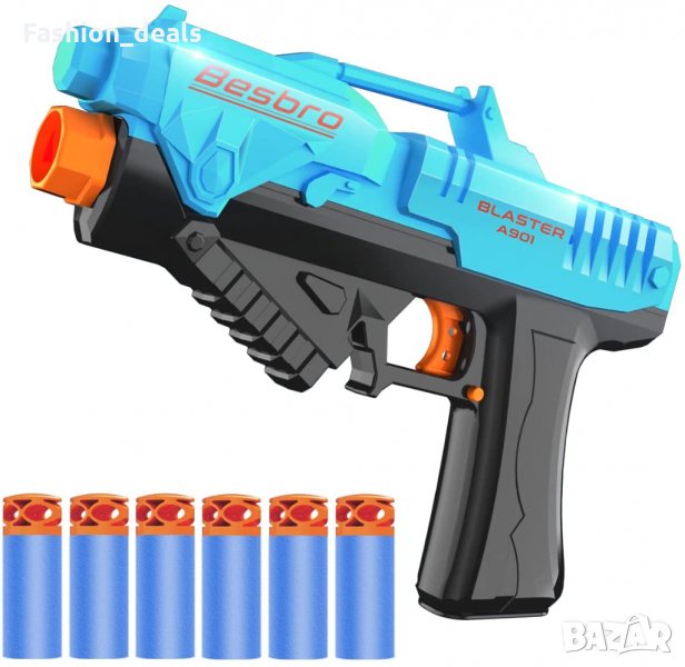 Нов Пистолет пневматична играчка за момчета Игра стрелба 6 пяна куршуми, снимка 1