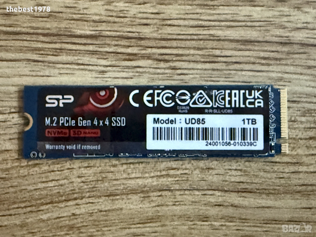 1TB 1000GB SSD NVMe Gen 4x4 SP UD85 100% Здраве, снимка 1