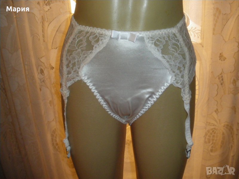 vintage стил-дамски сатенени бикини с жартиери, снимка 1