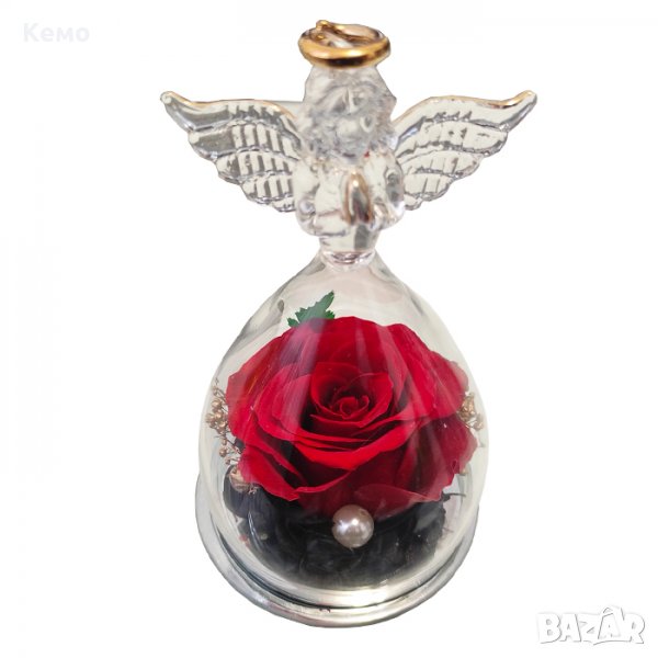 Ангелска стъкленица с вечна роза, снимка 1