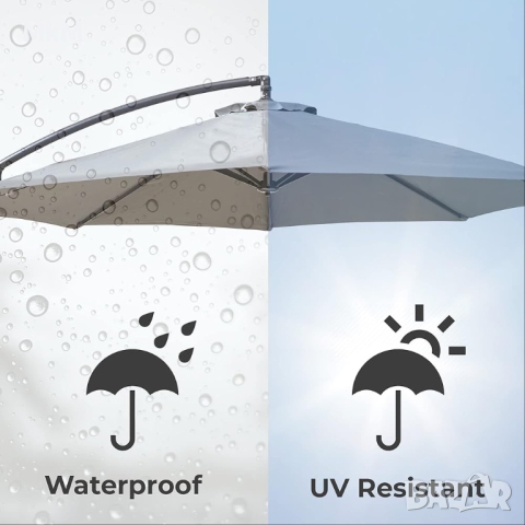 Градински чадьр, със стойка 300 × 258 см, цвят антрацит  ., снимка 7 - Градински мебели, декорация  - 44889386