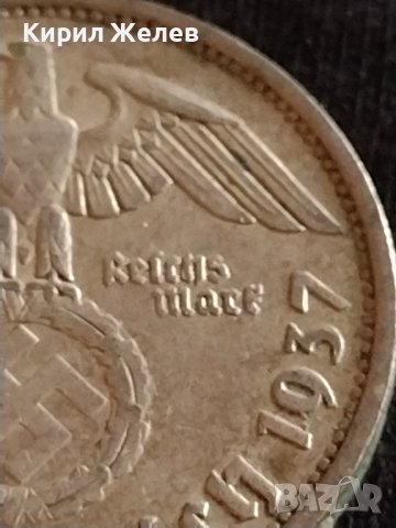 Сребърна монета 2 райхсмарки 1937г. Нацистка Германия Трети Райх с СХВАСТИКА за КОЛЕКЦИЯ 42070, снимка 8 - Нумизматика и бонистика - 43798767