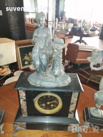 Каминен часовник , снимка 3 - Антикварни и старинни предмети - 40204886