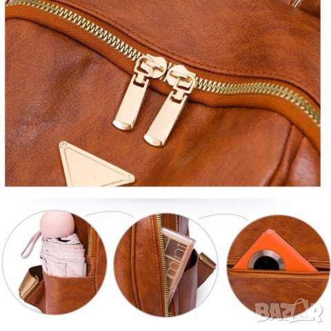 Дамска чанта-раница Brown 1118, снимка 11 - Раници - 43055053